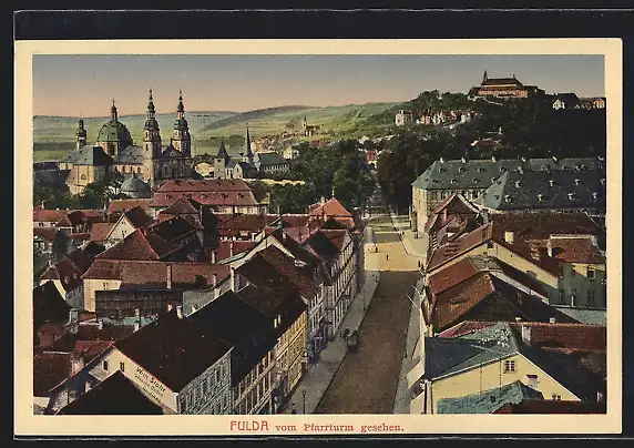 AK Fulda, Ortsansicht vom Pfarrturm aus gesehen
