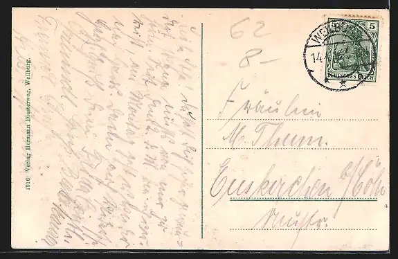 AK Weilburg a. d. Lahn, Totalansicht mit Schloss