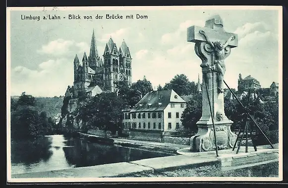 AK Limburg a. Lahn, Blick von der Brücke mit Dom