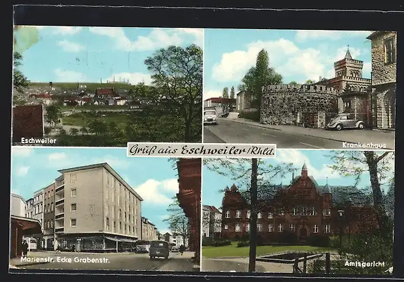 AK Eschweiler /Rhld., Ansichten Amtsgericht, Krankenhaus, Marienstrasse