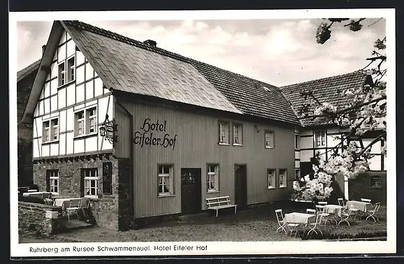 AK Ruhrberg /Rursee Schwammenauel, Hotel Eifeler Hof H. Bongard