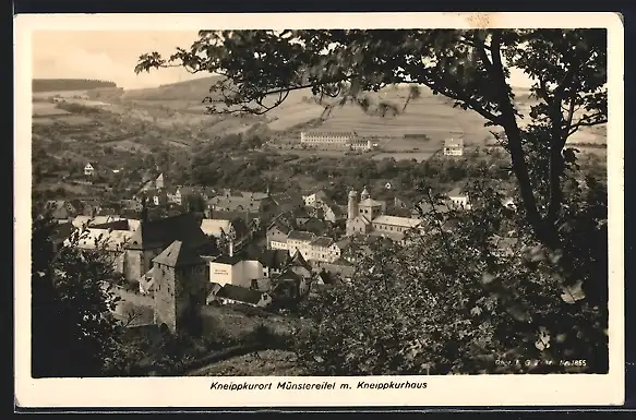 AK Münstereifel, Ortsansicht mit Kneippkurhaus aus der Vogelschau