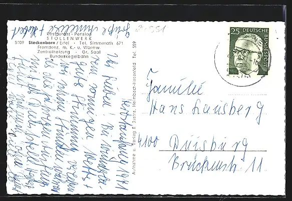AK Steckenborn /Eifel, Restaurant-Pension Stollenwerk, Ortsansicht