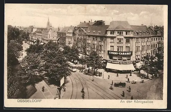 AK Düsseldorf, An der Königsallee, mit Gaststätte Corso-Cabaret