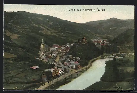 AK Heimbach /Eifel, Teilansicht mit Kirche