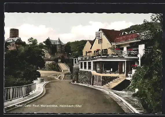 AK Heimbach /Eifel, Hotel Marienhöhe F. Kirch mit Strasse