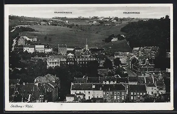 AK Stolberg /Rhld., Ortsansicht mit Krankenhaus und Rolandshaus