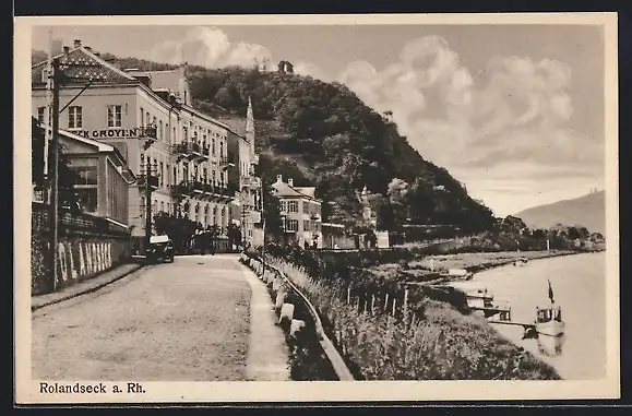 AK Rolandseck a. Rh., Strassenpartie mit Hotel