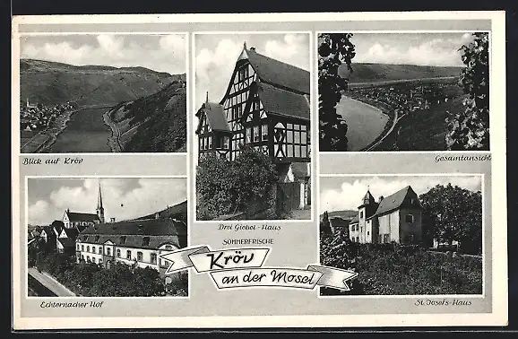 AK Kröv, Echternacher Hof, St. Josefs-haus, Drei Giebel-Haus, Gesamtansicht