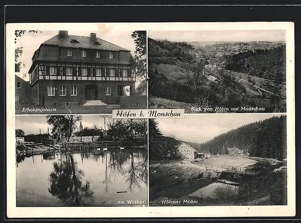 AK Höfen b. Monschau, Erholungsheim, Höfener Mühle, Am Weiher