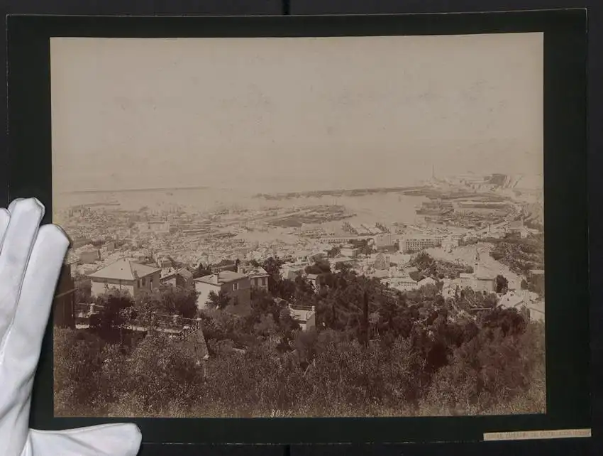 Fotografie unbekannter Fotograf, Ansicht Genua / Genova, Panorama Dal Castellaccio, Il Porto