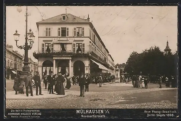 AK Mülhausen, Cafe Moll am Neuquartierplatz