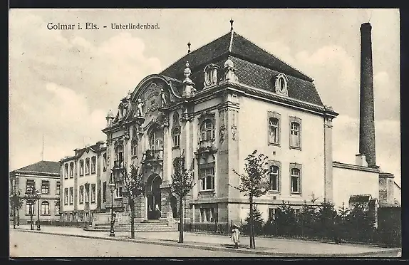 AK Colmar, Blick auf Unterlindenbad