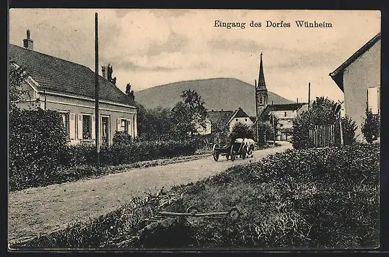 AK Wünheim, Strassenpartie am Dorfeingang