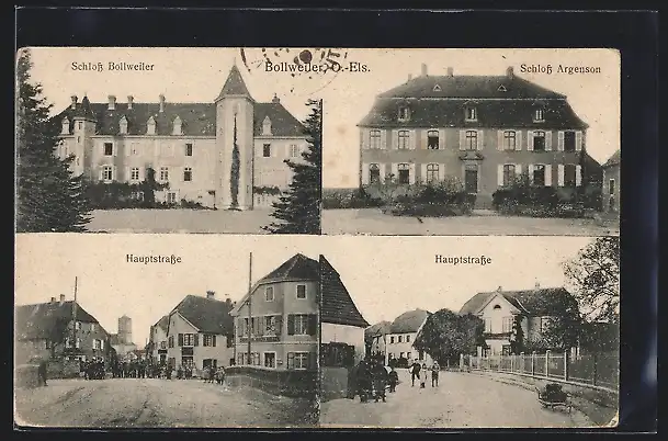AK Bollweiler, le Château et Rue Principale