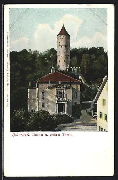 AK Biberach / Riss, Theater und weisser Thurm