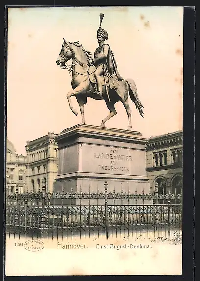 AK Hannover, Ernst August-Denkmal, Dem Landesvater sein Treues Volk