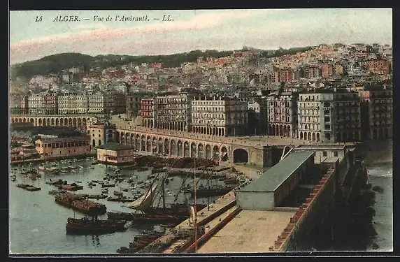 AK Alger, Vue d l`amirauté, Boote im Hafen