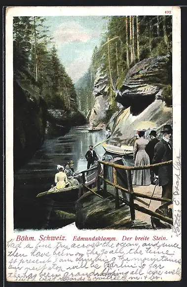 AK Herrnskretschen / Hrensko, der Breite Stein des Edmundsklamms