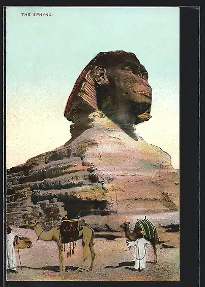 AK Cairo, Blick auf die Sphinx und Kamele