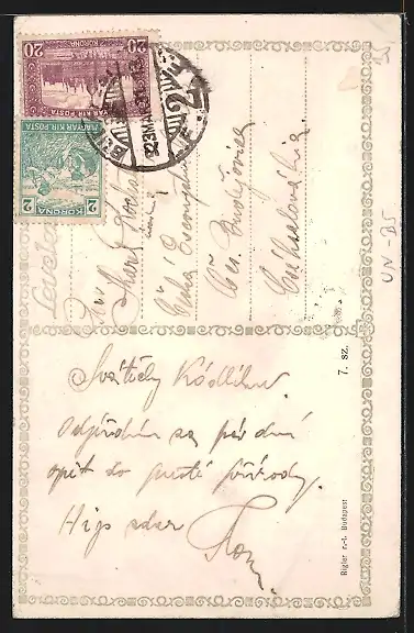 AK Budapest, Elisabethbrücke mit dem Gerhardusdenkmal