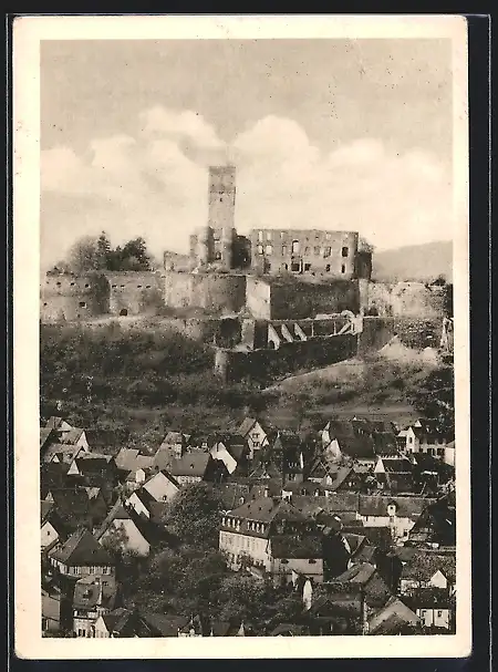 AK Königstein im Taunus, Ortsansicht und Burgruine