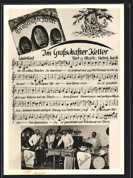 AK Grafschaft (Hochsauerland), Notenblatt des Liedes Im Grafschafter Keller, Heinz Keck Band