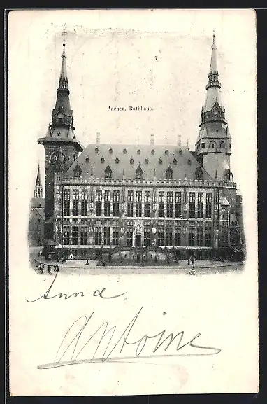 AK Aachen, Frontalansicht vom Rathaus