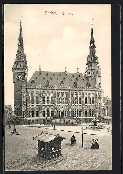 AK Aachen, Blick über den Rathausplatz