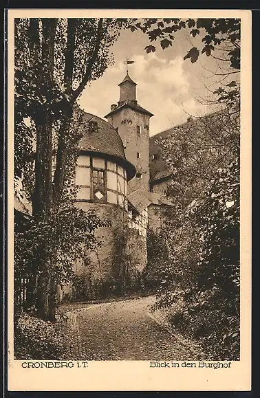 AK Cronberg i. T., Blick in den Burghof