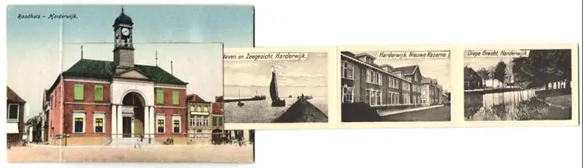 Leporello-AK Harderwijk, Raadhuis, Stationslaan, Achter de Muur
