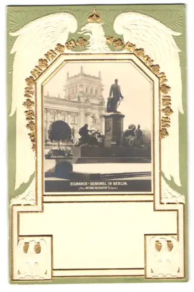 Passepartout-Lithographie Berlin-Tiergarten, Bismarck-Denkmal