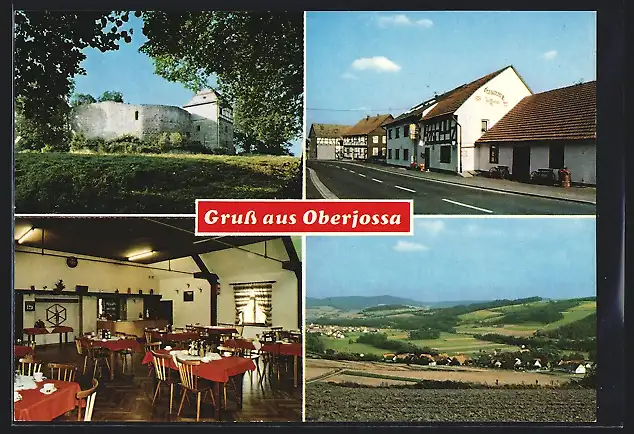 AK Oberjossa, Partie am Gasthaus Jossatal, Gesamtansicht vom Feld aus gesehen