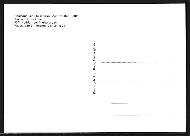 AK Rossdorf bei Marburg /Lahn, Gasthaus Zum weissen Rössl, Waldstrasse 9