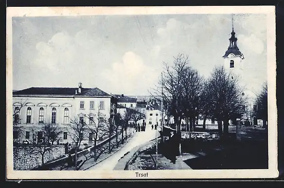 AK Trsat, Ortsansicht mit Kirche