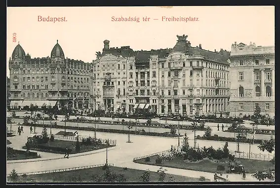 AK Budapest, Geschäftshaus am Freiheitsplatz