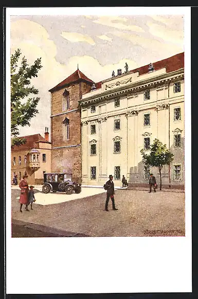 Künstler-AK Budapest, Dominikaner-Turm in der Festung