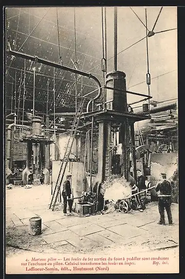 AK Marleau pilon, Boules de fer sorties du four á puddler sont conduites sur l`enclume du pilon