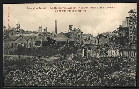AK Le Genest, Mines de la Lucette, Vue d`ensemble prise du Sud-Est