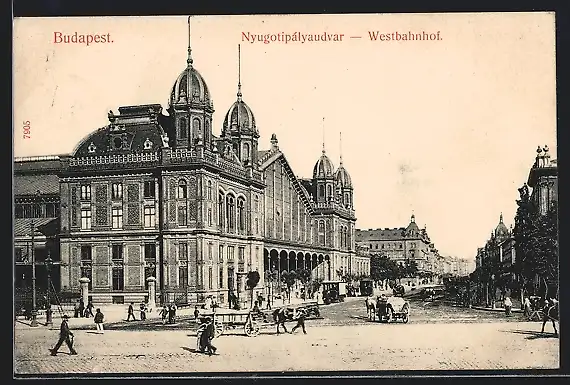 AK Budapest, Ansicht vom Westbahnhof