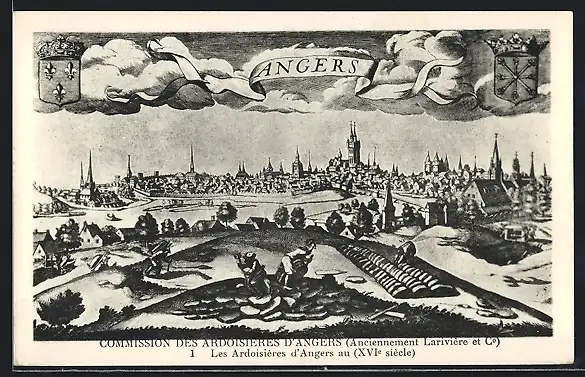 Künstler-AK Angers, Ardoisières D`Angers (Anciennement Larivière & Cie) au XVIe siècle