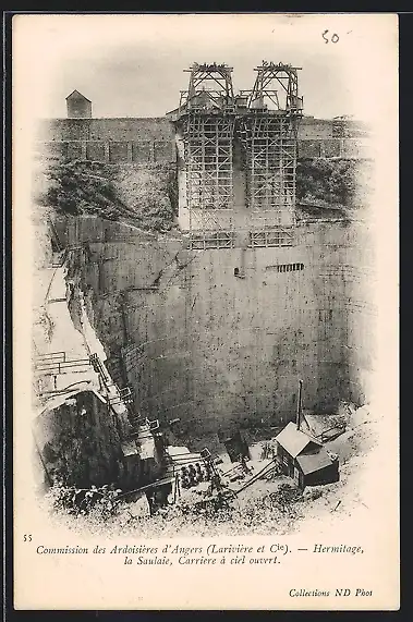 AK Angers, Commission des Ardoisières d`Angers - Hermitage, la Saulaie, Carrière a ciel ouvert