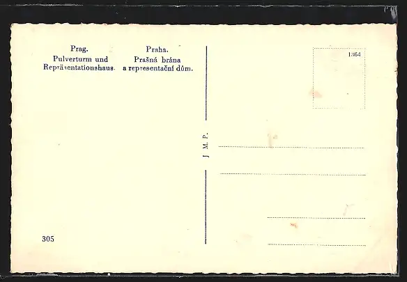 AK Prag, Pulverturm und Strassenbahn am Repräsentationshaus