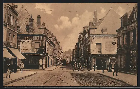 AK Charleville, Grande Rue, Strassenbahn