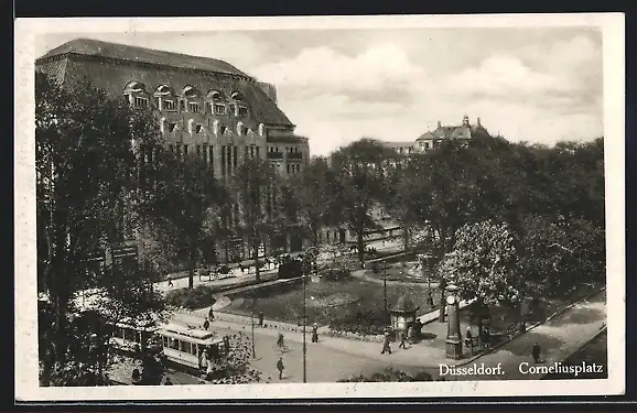 AK Düsseldorf, Strassenbahn am Corneliusplatz