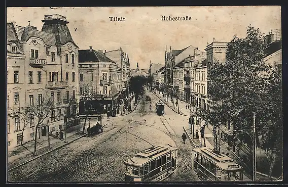 AK Tilsit, Strassenbahn in der Hohestrasse