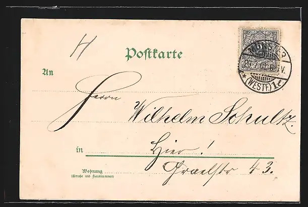 Lithographie Strassenbahn fährt ein, Hebung des Verkehrs in d. inneren Stadt