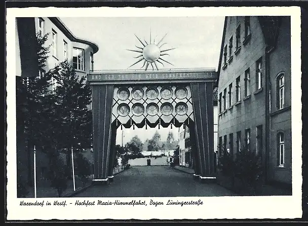 AK Warendorf in Westf., Hochfest Maria-Himmelfahrt, Bogen Lüningerstrasse