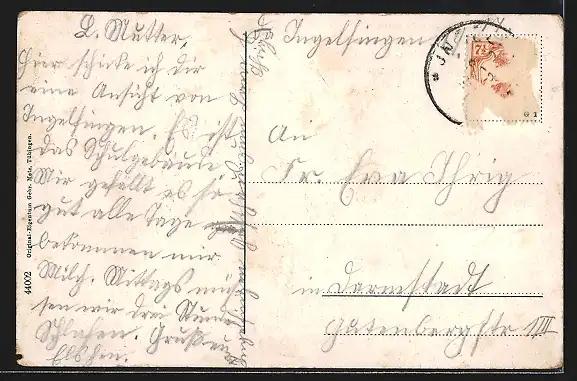 AK Ingelfingen, Schulgebäude und Goldwarenfabrik v. G. Eitle