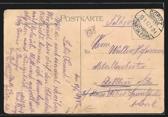 Lithographie Mockethal /Sächs. Schweiz, Teilansicht mit Eisenbahn